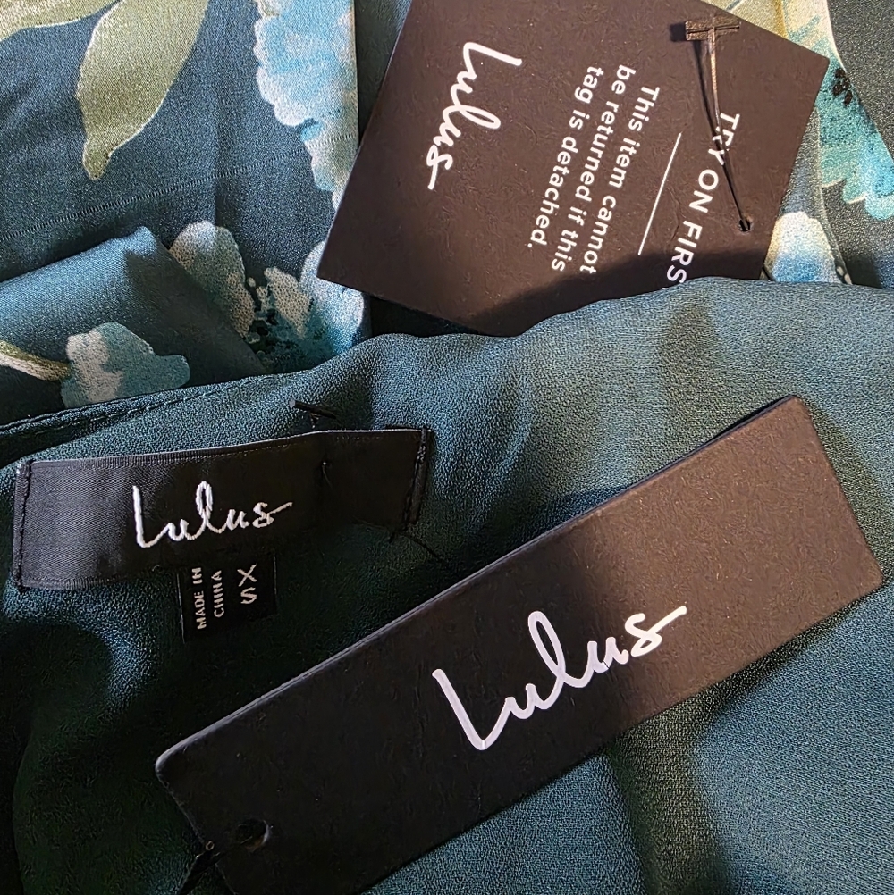 Lulus XS Wondrous Allure Green Floral Satin Backless Maxi Dress, Size XS - Picture 9 of 12